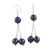 Sterling Silver Dangle Earrings with Lapis Lazuli Beads 'Dancing Intellect'