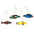 Set of 4 Hand-Painted Colorful Sese Wood Fish Ornaments 'Little Vibrant Fish'