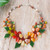 Warm and Green-Toned Floral Multi-Gemstone Beaded Necklace 'Summer Petals'