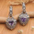 18k Gold-Accented Dangle Earrings with Triangle Amethyst Gem 'Triangle of the Wise'