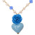 Floral and Heart-Themed Gold-Accented Blue Pendant Necklace 'My Sky Heart'