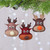 Set of Three Brown and Red Felt Reindeer Ornaments 'Reindeer Party'