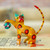 Painted Mustard Copal Wood Alebrije Cat Figurine with Ball 'Feline Sport in Mustard'