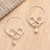 Sterling Silver and Cultured Pearl Hoop Earrings 'Love Ocean'