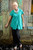 Cotton V-Neck Blouse with Coconut Shell Buttons 'Sea Green Flair'