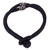 Silver  Braided Black Leather Men's Bracelet from Taxco 'Cultures'