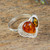 Sterling Silver Cocktail Ring with Heart Shape and Amber 'Heart Team'