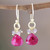 Pink Quartz Earrings with 22k Gold Plated Hooks 'Brilliant Cluster'
