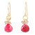 Pink Quartz Earrings with 22k Gold Plated Hooks 'Brilliant Cluster'