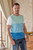 Cotton Blend Men's Vest in Mint and Blue Tones 'Mint and Blue'