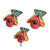 Set of 3 Hummingbird-shaped Hand-painted Ceramic Figurines 'Red Hummingbird Family'