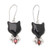 Horn Garnet  Sterling Silver Cat Dangle Earrings from Bali 'Abstract Cats'