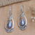 18k Gold-Accented Dangle Earrings with Blue Pearls 'Blue Victoriana'