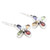 Sterling Silver Floral Dangle Earrings with Multiple Gems 'Colorful Floral Dream'