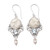 Owl Dangle Earrings with Cultured Pearls and Blue Topaz Gems 'Loyalty Owl'
