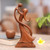 Balinese Hand-Carved Mother and Son Wood Sculpture 'Dancing with Son'