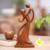 Balinese Hand-Carved Mother and Son Wood Sculpture 'Dancing with Son'