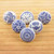 Set of 6 Handcrafted Blue Ceramic Knobs with Unique Designs 'Blue Visions'