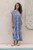 Blue and Turquoise Floral Cotton Empire Waist Maxi Dress 'Bloom Lagoon'