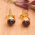 18k Gold-Plated Stud Earrings with Garnet Stone from Bali 'Petite Red'