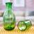 Green Handblown Recycled Glass Carafe and Cup Set Pair 'Delicate Green'