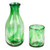 Green Handblown Recycled Glass Carafe and Cup Set Pair 'Delicate Green'