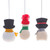 Set of Three Handcrafted Snowman Felt and Acrylic Ornaments 'Snowy Gentlemen'