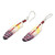 Handcrafted Purple Feather Dangle Earrings with Garnet Beads 'Wisdom Feathers'