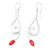 Sterling Silver and Red Resin Dangle Earrings 'Wave Melody in Red'