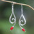 Sterling Silver and Red Resin Dangle Earrings 'Wave Melody in Red'