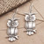 Sterling Silver Owl-Motif Dangle Earrings 'Feathery Friends'