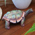Handcrafted Jempinis Wood Turtle Statuette 'Rainbow Turtle'
