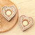 Hand Carved Tealight Candle Holders with Heart Motif Pair 'Warm Heart'