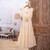 Balinese Beige Linen Tiered Dress with Round Neck 'Flawless'