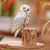 Hand Made Suar Wood Owl Statuette from Java 'Snow Owl'