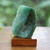 Green Quartz and Pine Wood Sculpture Crafted in Brazil 'Precious Compassion'