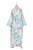 Cotton Robe with Printed Floral Motifs and Aquamarine Piping 'Floral Imagination'