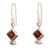 Sterling Silver Dangle Earrings with Natural Garnet Stones 'Adorable Passion'