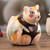 Handcrafted Ceramic Cat Statuette with Colorful Design 'Feline Colors'