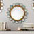 Wood Wall Mirror with Bronze and Aluminum Accents from Peru 'Turquoise Planets'