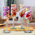 Set of 4 Eco-Friendly Red Handblown Champagne Flutes 'Glamour Enchantment'