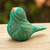 Handmade Cedar Wood and Natural Fiber Bird Figurine in Green 'Green Plumage'