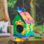 Hand-Painted Floral Tin Birdhouse and Feeder with Blue Bird 'Merry Feathers'