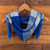Blue  Grey Cotton Blend Scarf Hand-Knit in Triangle Shape 'Spectacular Sky'