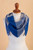 Blue  Grey Cotton Blend Scarf Hand-Knit in Triangle Shape 'Spectacular Sky'