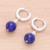 Sterling Silver Hoop Earrings with Lapis Lazuli Stones 'Shining Allure'