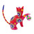 Painted Scarlet Copal Wood Alebrije Cat Figurine with Ball 'Feline Sport in Scarlet'