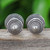 Polished Round Silver Button Earrings Crafted in Thailand 'Hypnotically Radiant'