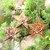 Hand Carved Star-Shaped Holiday Ornaments Set of 3 'Sunny Christmas'
