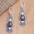 Gold-Accented Sterling Silver and Garnet Dangle Earrings 'Red Cocoon'